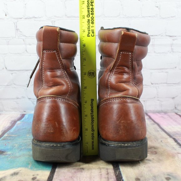 DD TUFF Brown Leather Ankle Lace-up Steel Toe Work Boots Size 9 - Picture 6 of 9